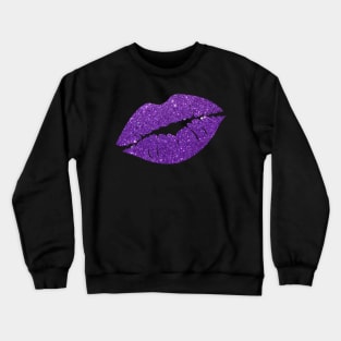 Purple Faux Glitter Lips Crewneck Sweatshirt